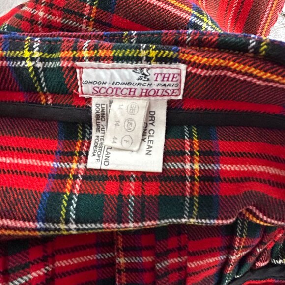 Vintage The Scotch House Women Red Tartan Plaid Wool Kilt Skirt Size 14 Scotland - Picture 4 of 8